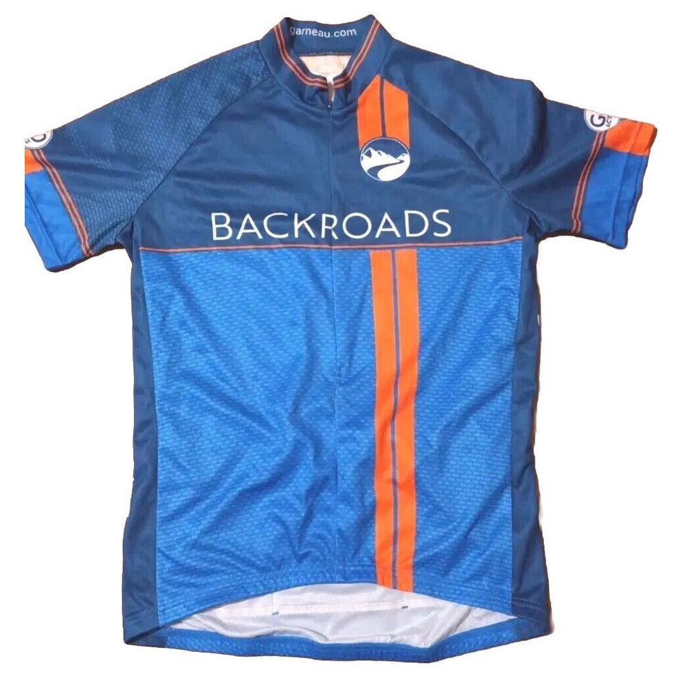 Louis Garneau Men's Polyester Bike Jersey Small Geometric‎ Blue Backroads 40